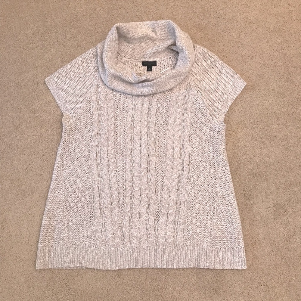 Worthington Lightweight Cable Knit Sweater Womens 1X Oatmeal Beige Short Sleeve